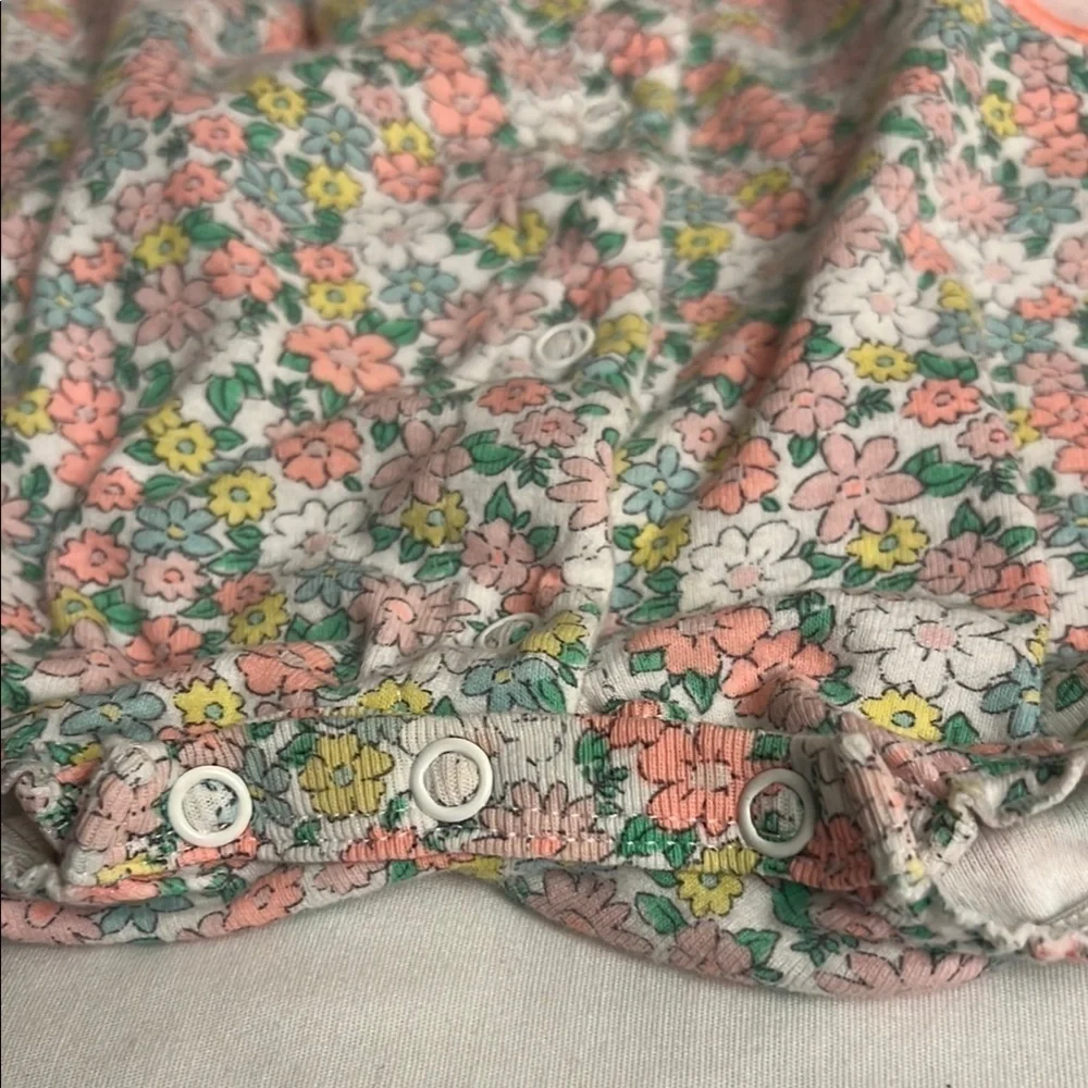 Carter's Pink and Green Floral Sleep Sacks with Ruffled Sleeves